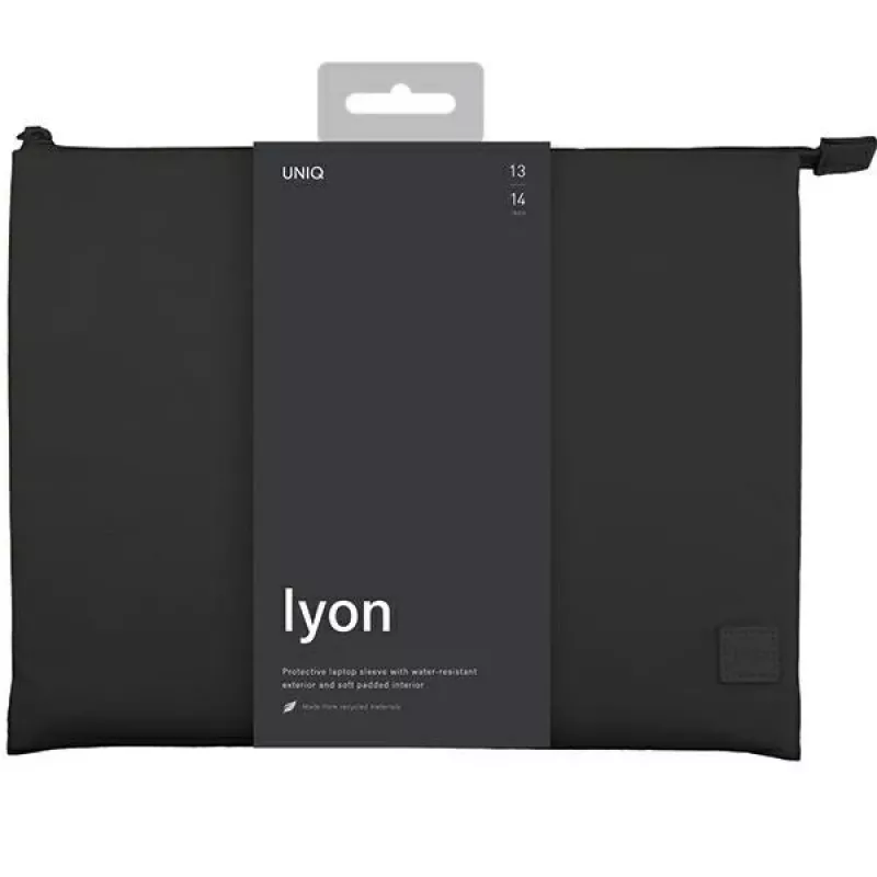 UNIQ Lyon Laptop Sleeve 14 inch Midnight Black waterdicht RPET