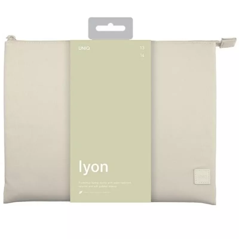 UNIQ Lyon Laptop Sleeve 14 inch Seasalt Light Beige waterdicht RPET