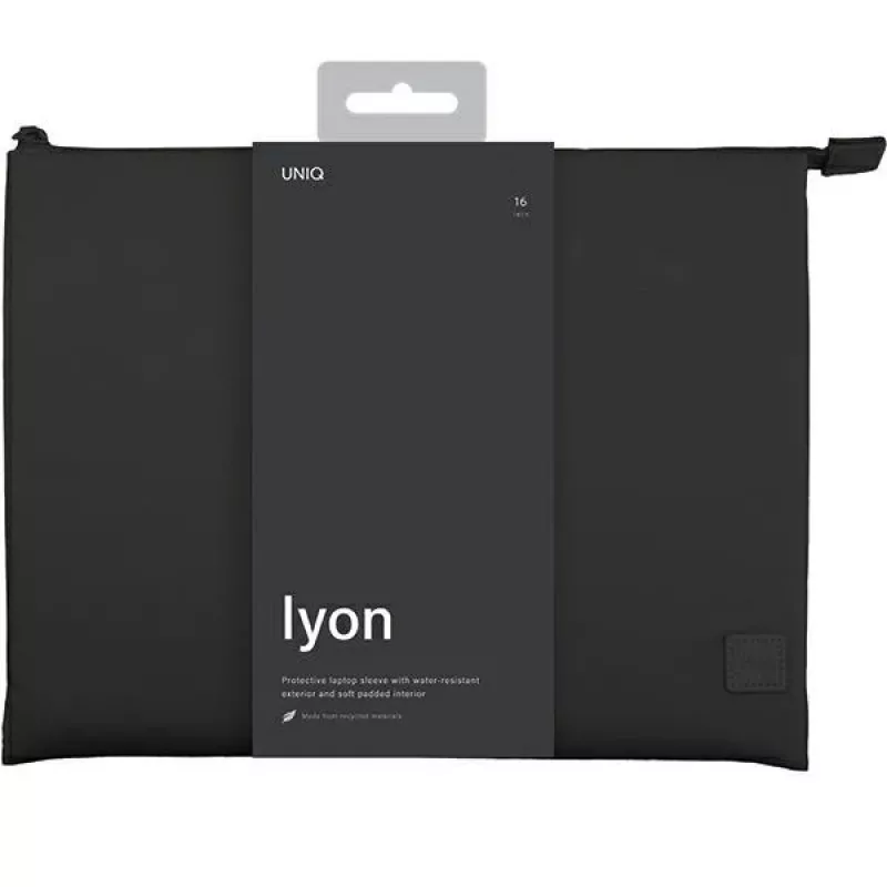 UNIQ Lyon Laptop Sleeve 16 inch Midnight Black waterdicht RPET