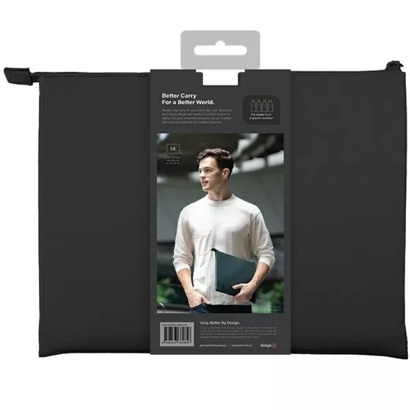 UNIQ Lyon Laptop Sleeve 16 inch Midnight Black waterdicht RPET