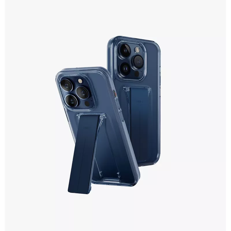 UNIQ Heldro Mount with Stand Case voor iPhone 15 Pro 6,1 inch Lucent Clear