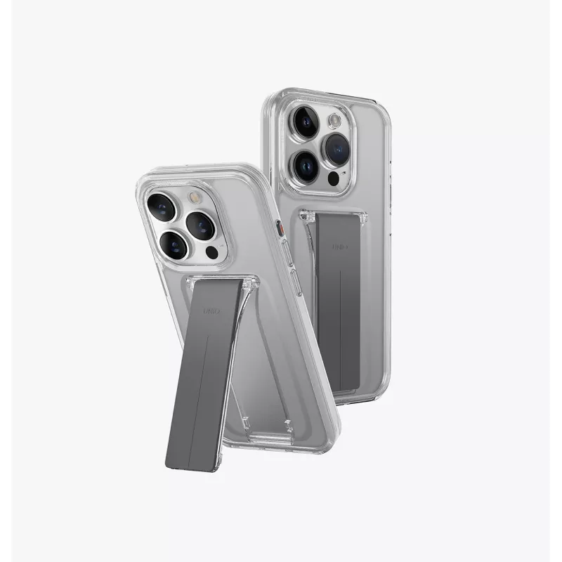 UNIQ Heldro Mount with Stand Case voor iPhone 15 Pro 6,1 inch - Vapour Smoke