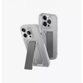 UNIQ Heldro Mount with Stand Case voor iPhone 15 Pro Max 6,7 inch Lucent Clear
