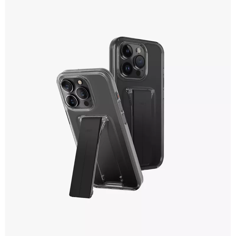 UNIQ Heldro Mount with Stand Case voor iPhone 15 Pro Max 6,7 inch Lucent Clear