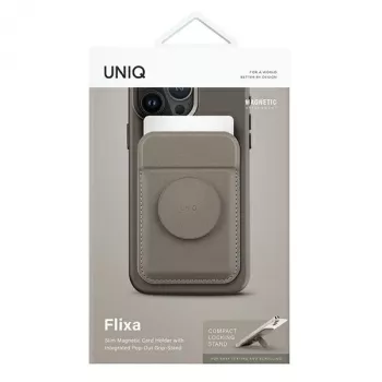 UNIQ Flixa magnetische kaartportemonnee met kickstand Flint Grey MagSafe