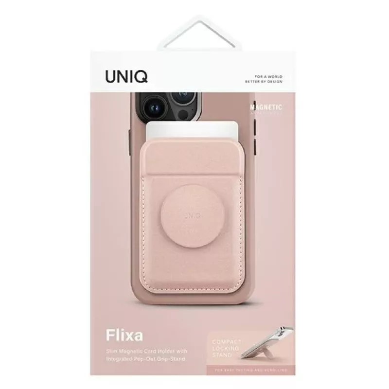 UNIQ Flixa Magnetic Card Wallet met kickstand Blush Pink MagSafe