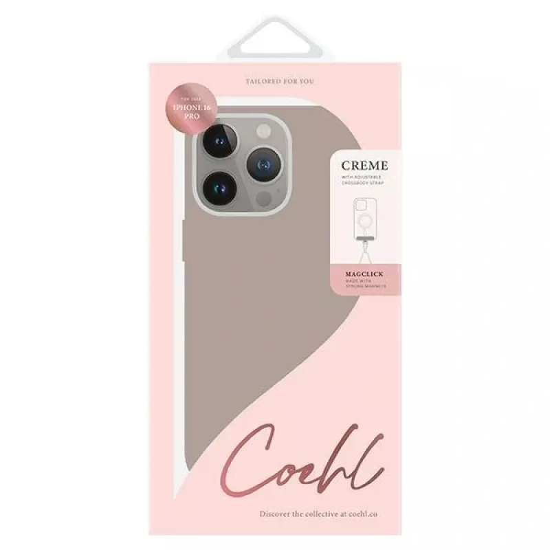 UNIQ Coehl Creme Case voor iPhone 16 Pro 6,3 inch met magnetisch opladen, taupegrijs