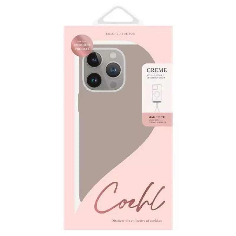 UNIQ Coehl Creme Magnetic Case voor iPhone 16 Pro Max 6,9 inch Taupe Grey