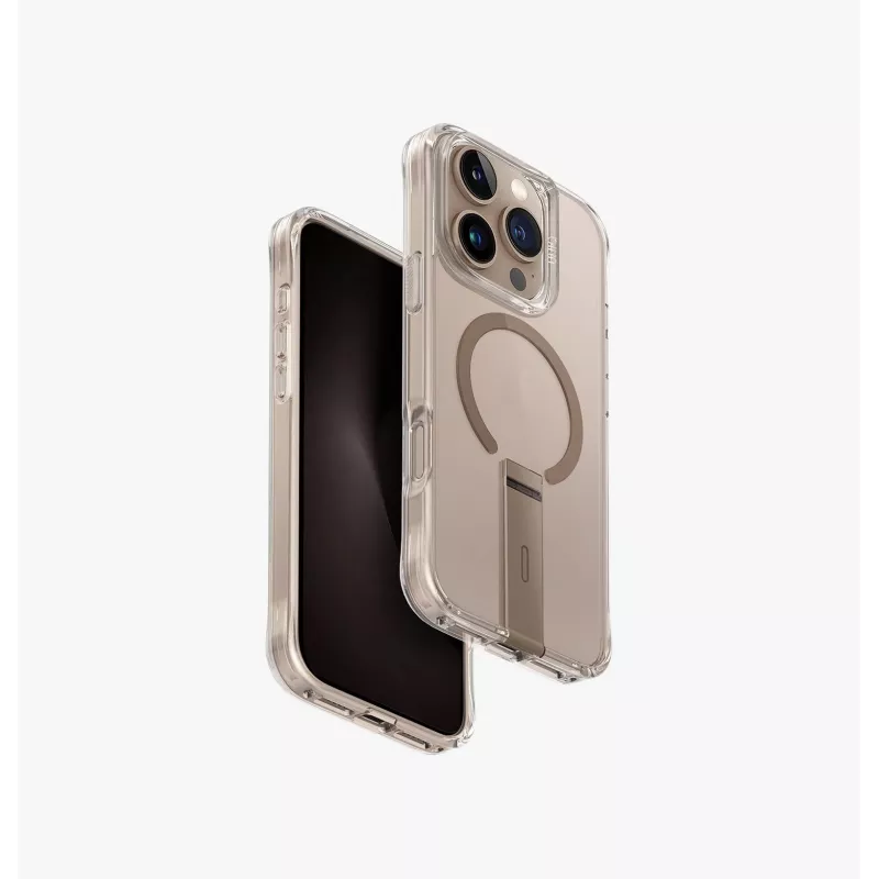 UNIQ Eleva met Vertica Stand hoes voor iPhone 16 Pro 6,3 inch Carbon Black