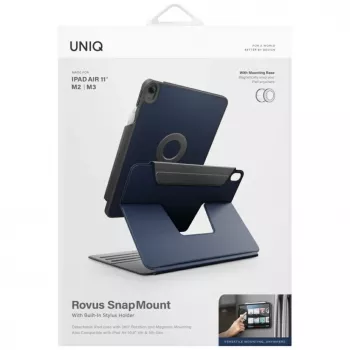 UNIQ Rovus Snapmount magnetisch 360° draaibaar afneembaar hoesje voor iPad Air 11 M2 2024 / M3 2025 / M4 2026 / iPad Air 10.9 (2022/2020), Navy Blue