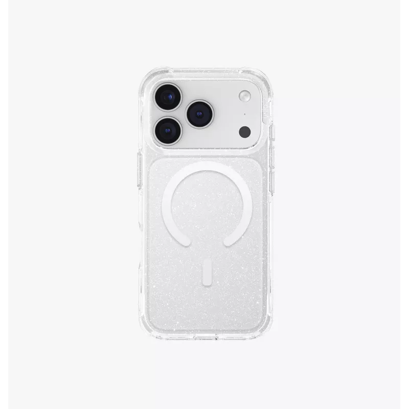 UNIQ LifePro Xtreme MagClick oplaadhoesje voor iPhone 17 Pro, transparant/glitter