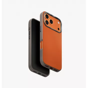 UNIQ Lyden DS Case voor iPhone 17 Pro met MagClick-oplaadfunctie, oranje/grijs