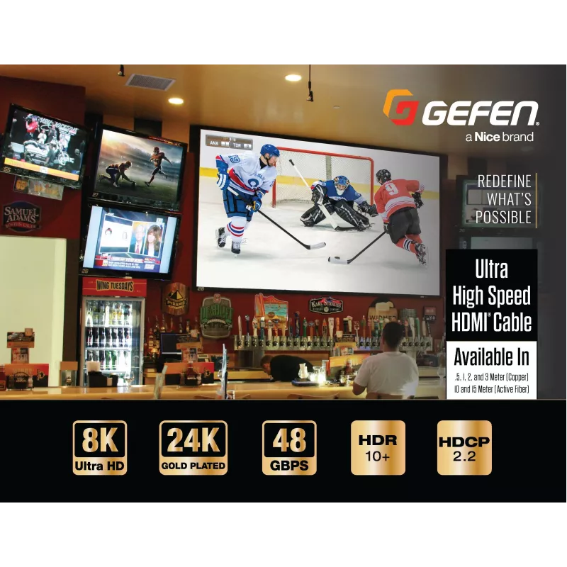 Gefen GEF-CAB-HS-HDMI-2M HDMI 2.1-kabel 2m zwart 48Gbit/s 3D