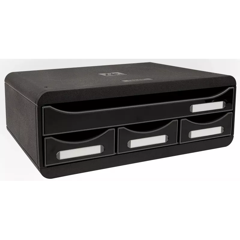 Exacompta TOOLBOX MINI ladebox met 4 laden, A4, 355 x 270 x 134 mm, zwart (319714D)