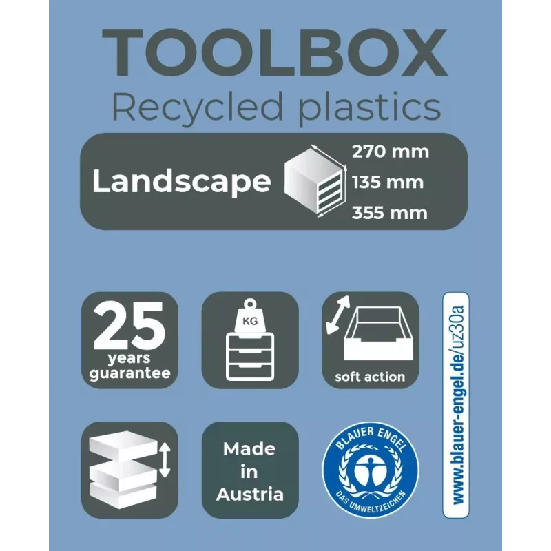 Exacompta TOOLBOX MINI ladebox met 4 laden, A4, 355 x 270 x 134 mm, zwart (319714D)