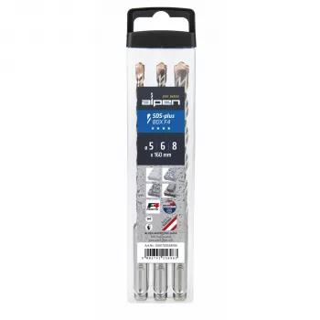 Alpen SDS+ F4 box 3 stuks 5-6-8x160 mm hamerboor set