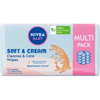 NIVEA Baby Soft & Cream Vochtige doekjes 4x57