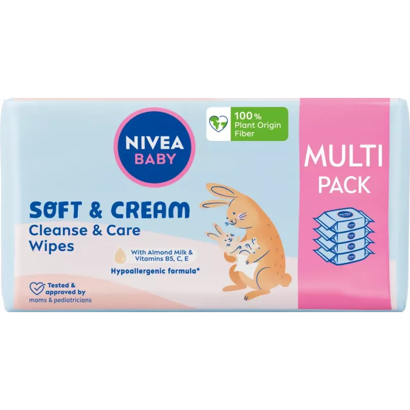 NIVEA Baby Soft & Cream Vochtige doekjes 4x57