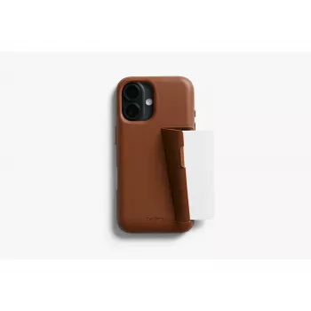 Bellroy Leather Card Case voor iPhone 16 Plus, bruin