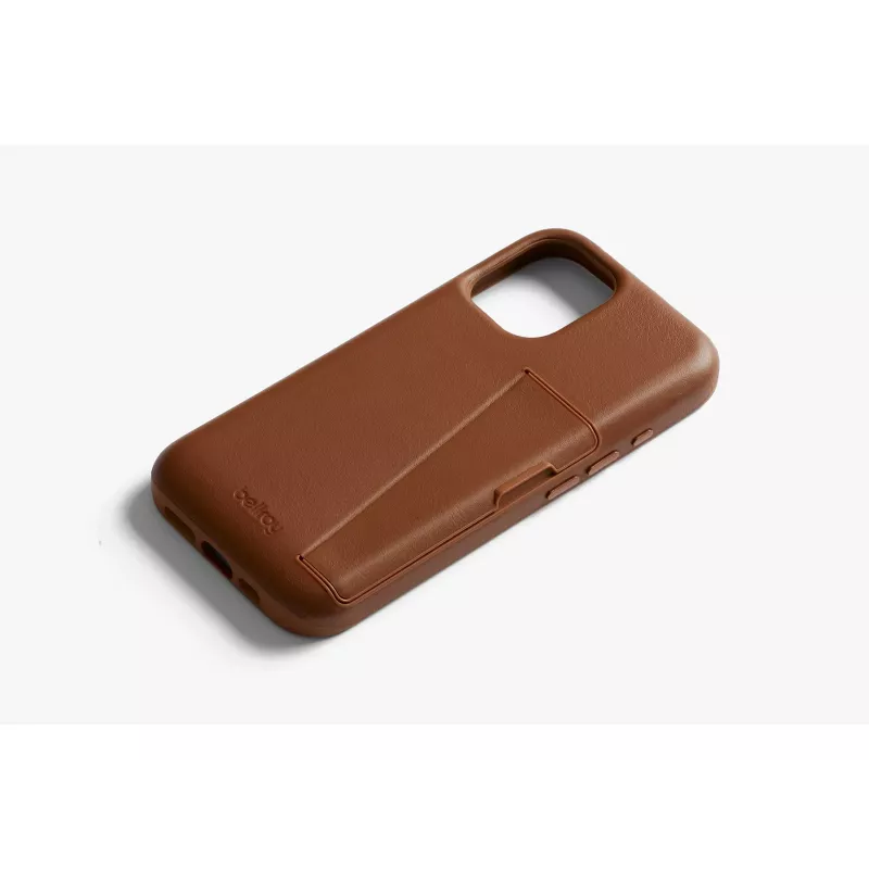 Bellroy Leather Card Case voor iPhone 16 Plus, bruin
