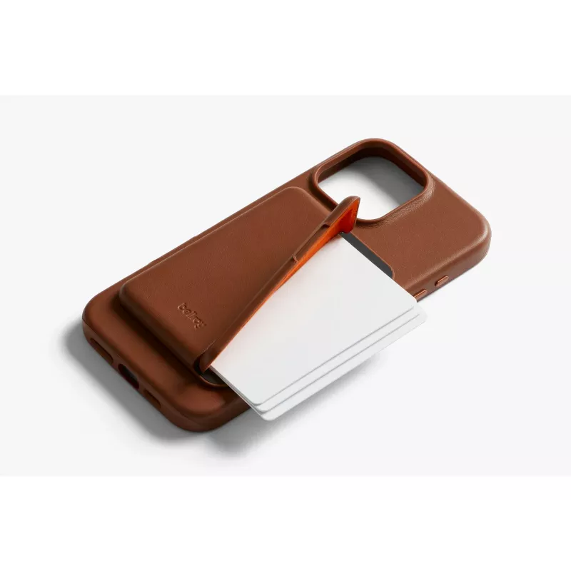 Bellroy lederen hoes met magnetische wallet voor iPhone 16 Pro Max, bruin