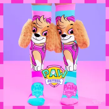 MADMIA Paw Patrol Skye kinderkniestrümpfe met 3D pluche oren - roze/blauw/wit