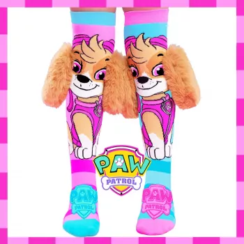 MADMIA Paw Patrol Skye kinderkniestrümpfe met 3D pluche oren - roze/blauw/wit