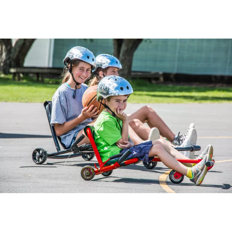 EzyRoller Classic voetbediende skelter voor kinderen 3-12 jaar, zwart