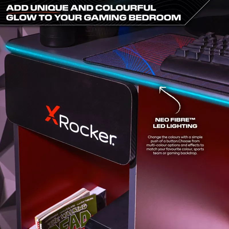 XROCKER gaming bureau grijs-rood