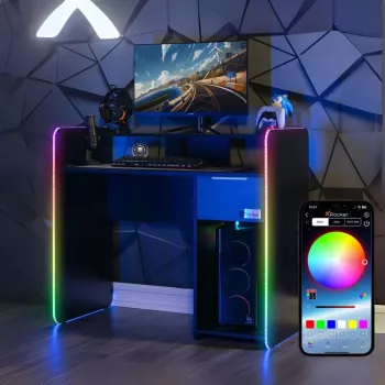 X Rocker 2023269 gaming bureau met LED, zwart