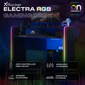 X Rocker 2023269 gaming bureau met LED, zwart