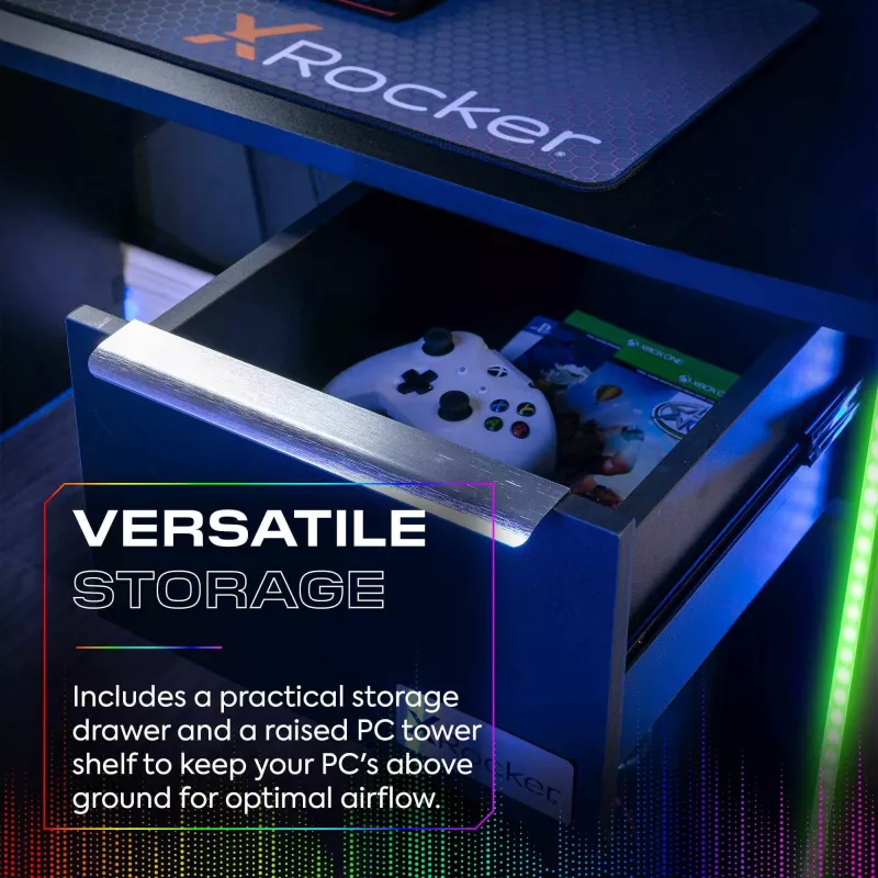 X Rocker 2023269 gaming bureau met LED, zwart
