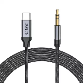 TECH-PROTECT ULTRABOOST USB-C naar 3,5 mm mini-jack audiokabel 100 cm zwart