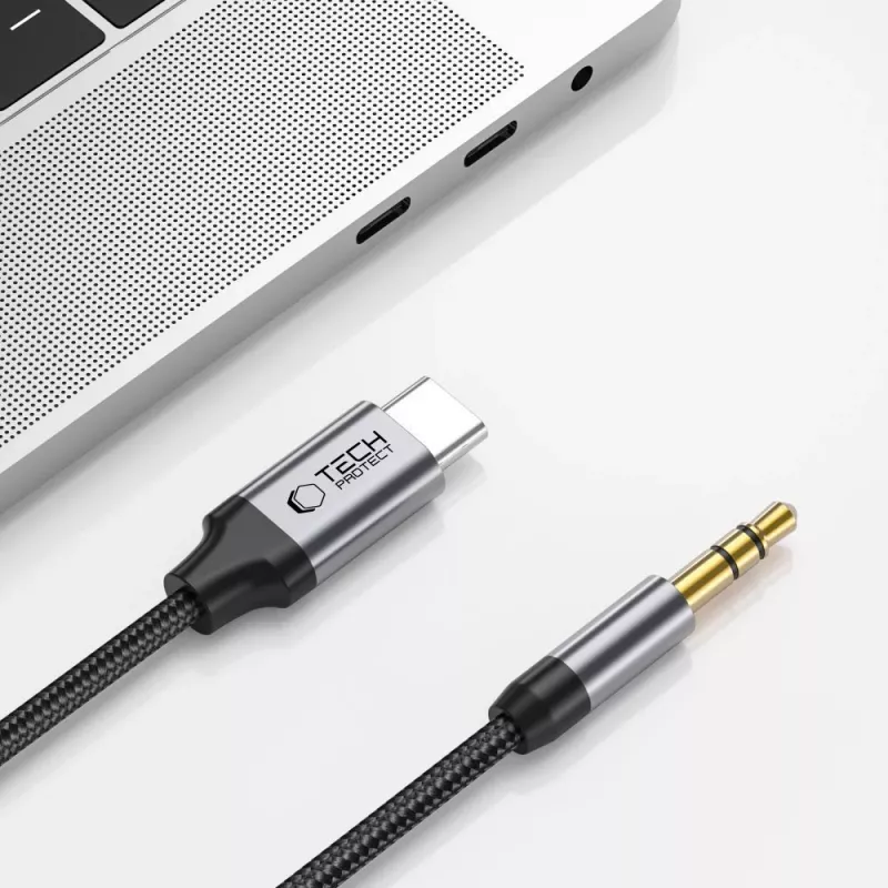 TECH-PROTECT ULTRABOOST USB-C naar 3,5 mm mini-jack audiokabel 100 cm zwart