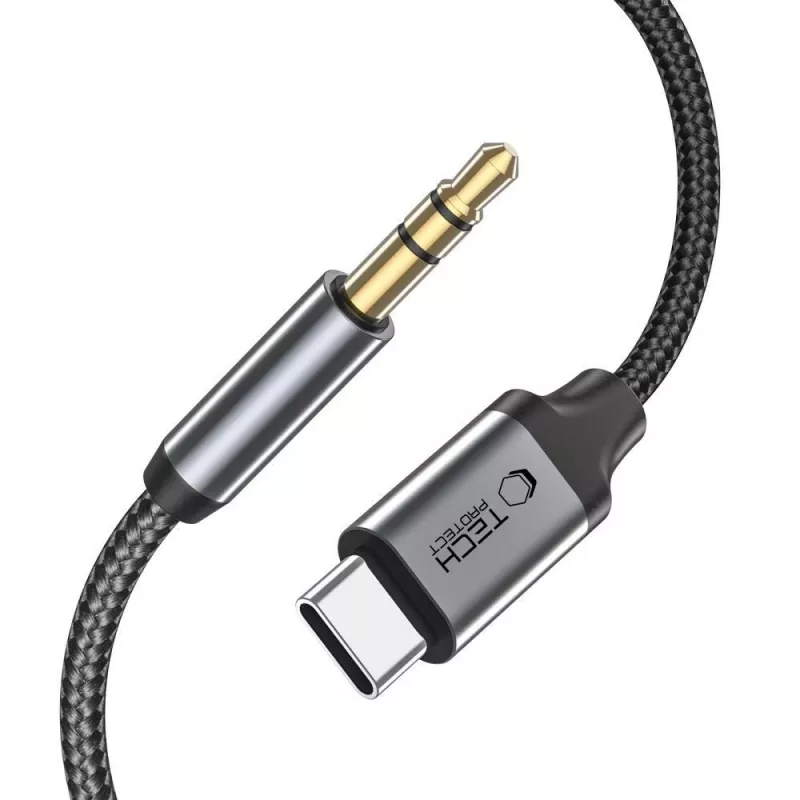 TECH-PROTECT ULTRABOOST USB-C naar 3,5 mm mini-jack audiokabel 100 cm zwart