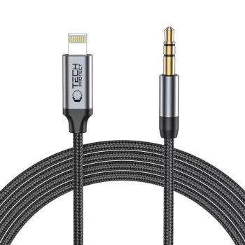 TECH-PROTECT UltraBoost Lightning naar AUX mini-jack 3.5mm kabel 100cm zwart
