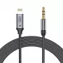 TECH-PROTECT UltraBoost Lightning naar AUX mini-jack 3.5mm kabel 100cm zwart