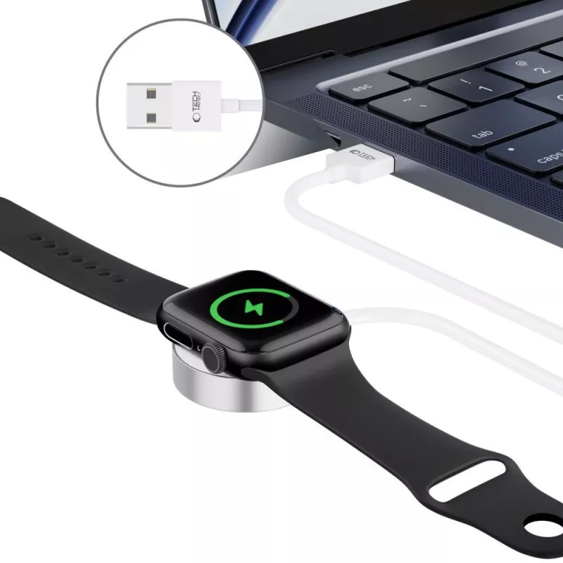 TECH-PROTECT ULTRABOOST magnetische oplaadkabel 120cm Apple Watch wit