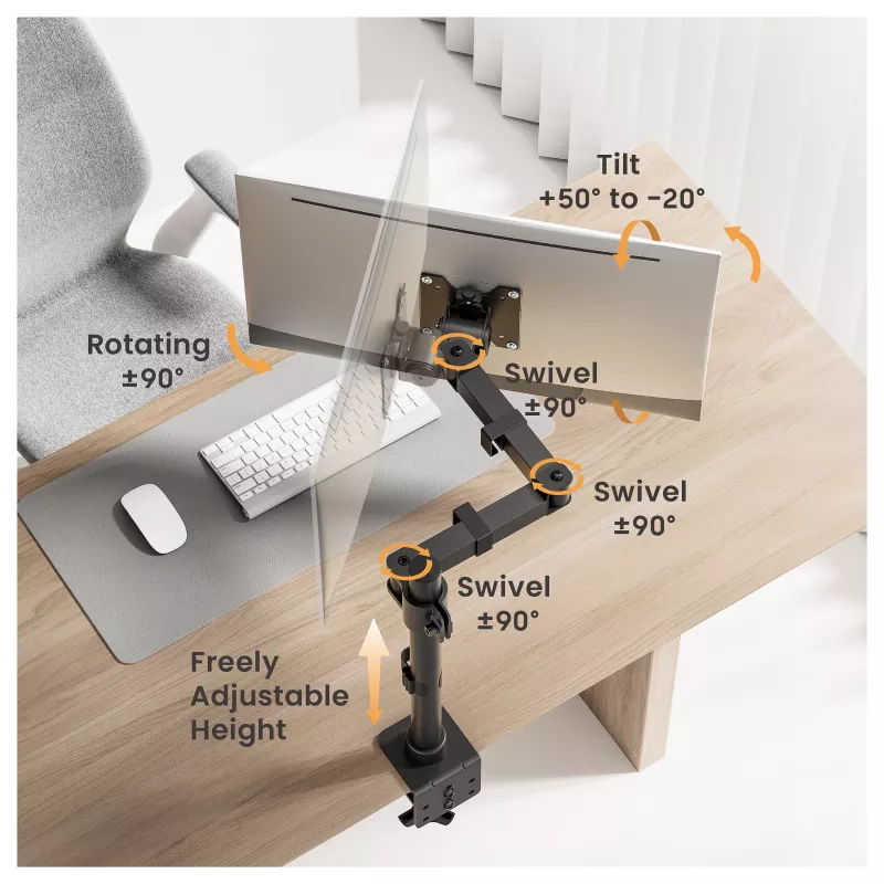 Equip tafelhouder 17-32/1TFT 360° in hoogte verstelbaar 20 kg zwart