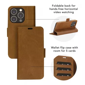 dbramante1928 Copenhagen Flip Case voor Samsung Galaxy A54 - volledig nerfleer - lichtbruin
