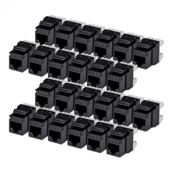 StarTech.com Cat6 Keystone Jack 24-pack RJ45 Ethernet Keystone stekker UTP Cat6 wandcontactdoos 180 graden 110 Punch Down zwart
