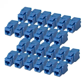 StarTech.com Cat6 Keystone Jack 24-pack, RJ45 Ethernet Keystone koppelstuk, UTP Cat6 wandplaatinzet, 180 graden, gereedschapsloos, blauw