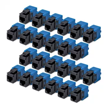 StarTech.com Cat6 Keystone Jack 24-pack - RJ45 Ethernet Keystone koppelstuk, UTP, 180 graden, gereedschapsloos, zwart/blauw, 10GBase-T
