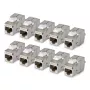 StarTech.com afgeschermde Cat6a Keystone Jack module, 10-pack RJ45 Ethernet koppeling, STP Cat6a wandcontactdoos, 180 graden, gereedschapsloos, plat, zilver