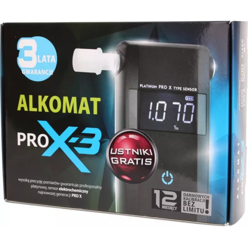 AlcoFind PRO-X-3 alcoholtester met mondstukken, 12-maandelijkse kalibratie