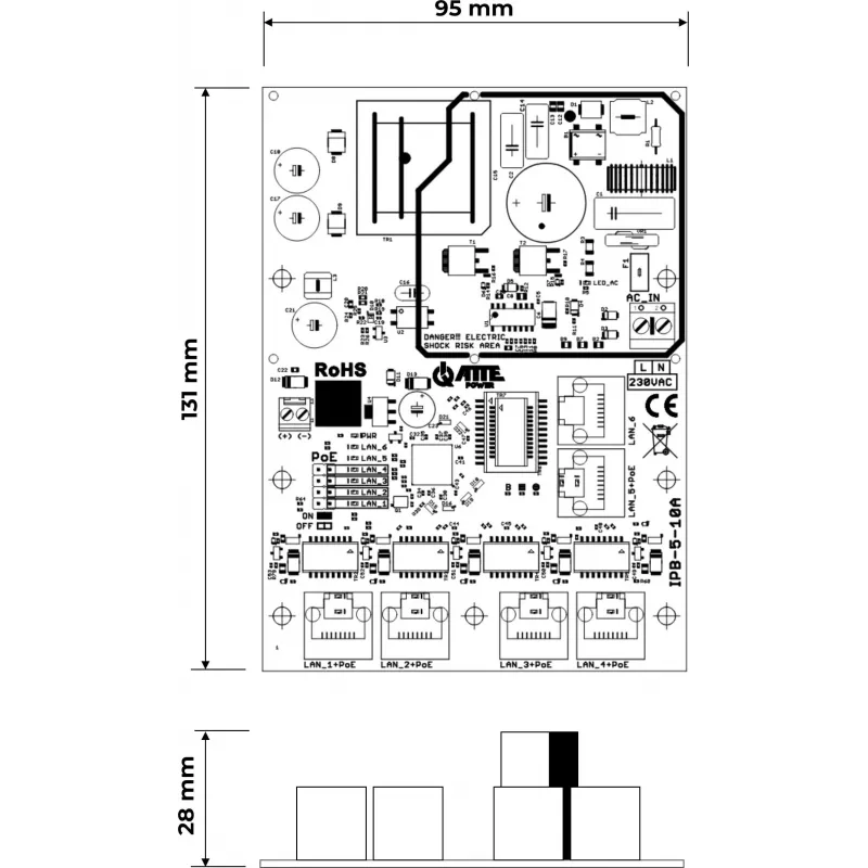 ATTE IPB-5-10A-OF 6-poorts PoE-switch met geïntegreerde voeding