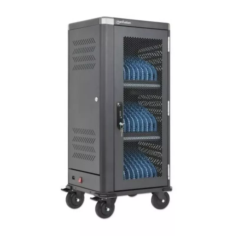 Manhattan 181471 USB-C-oplaadkar met 30 vakken, 30 W per poort, zwart