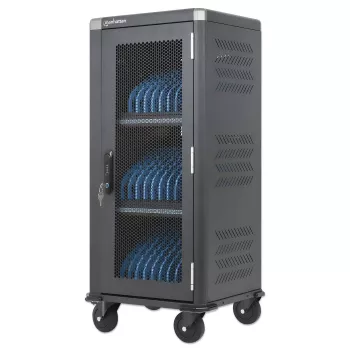 Manhattan 181471 USB-C-oplaadkar met 30 vakken, 30 W per poort, zwart