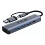 INCA Hub IUTP-5T USB-C/A naar 3x USB-A 3.0 / RJ45 5 Gbit/s grijs