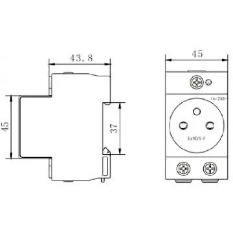 Noark Ex9DS-F 106194 modulecontactdoos, DIN-rail TH-35, 2,5 m, Schuko (type F), 16 A, 250 V, wit/grijs